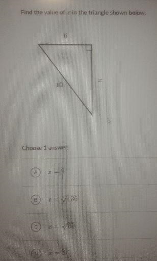 Find the value of x in the Triangle shown below 6. 10-example-1