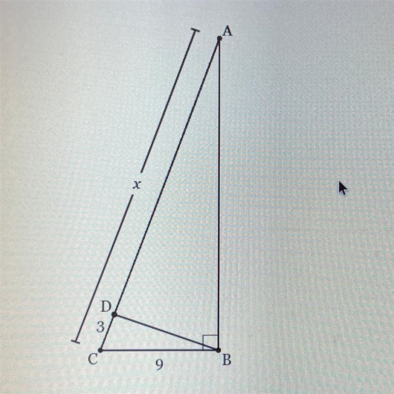 Given right triangle ABC with altitude BD drawn to hypotenuse AC. If BC = 9 and DC-example-1