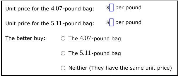 Laura paid $12.16 for a 4.07-pound bag of shrimp at one store. The following week-example-1