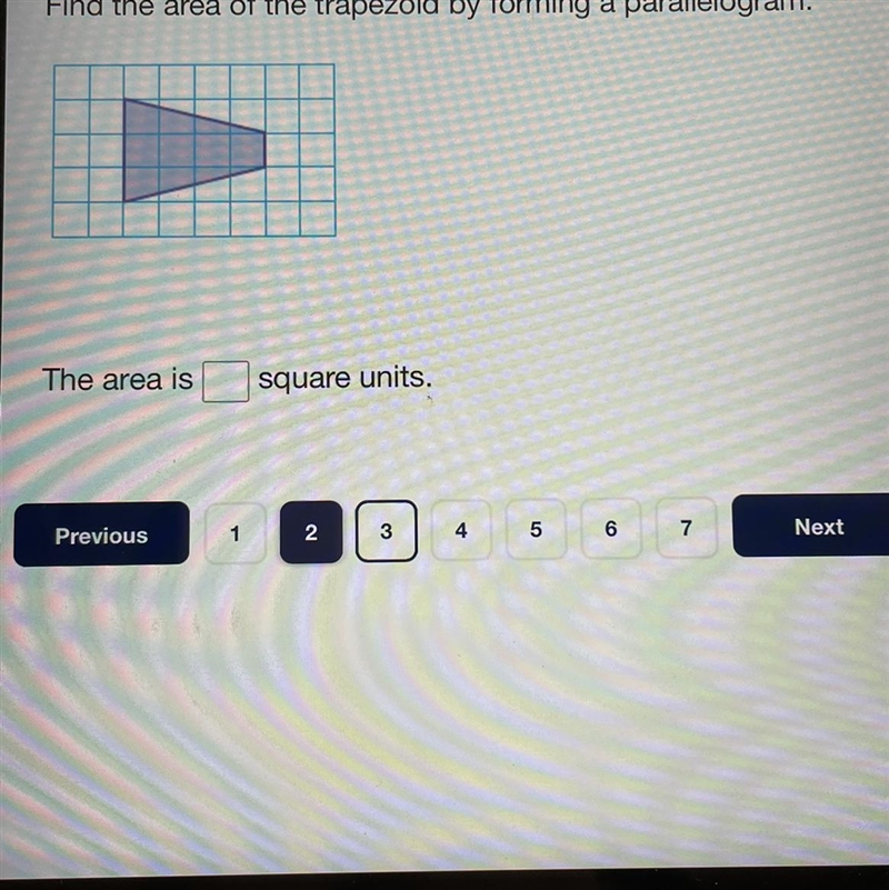 (Please help!) find the area of the trapezoid by forming a parallelogram-example-1