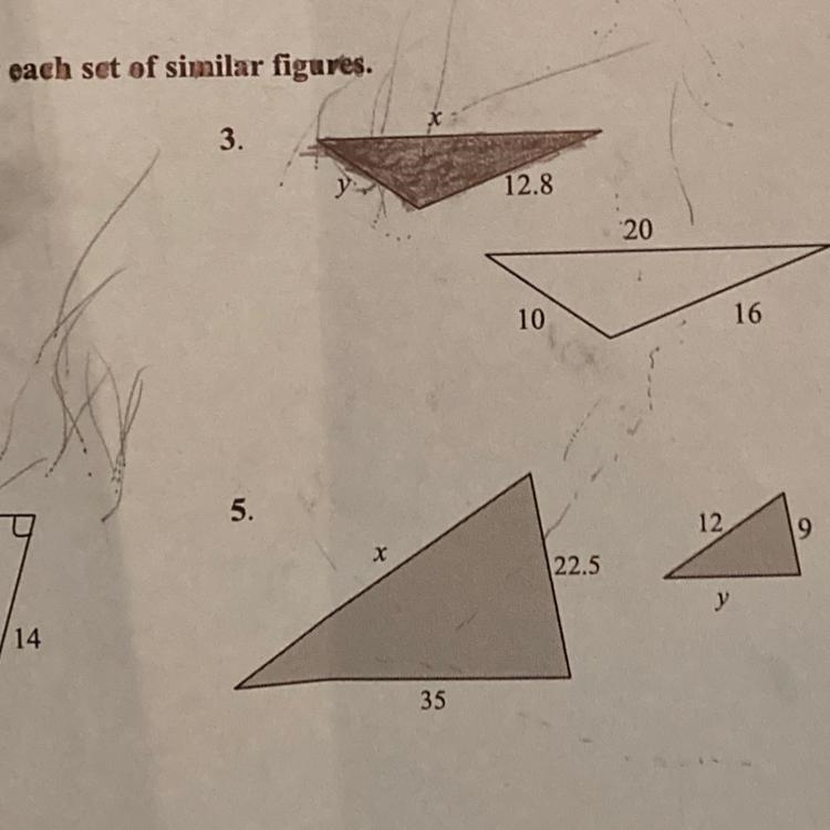 Find the missing side length for each set of similar figures.-example-1