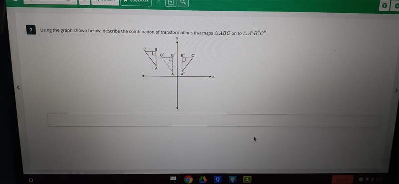 Using the graph shown below, describe the combination of transformations that maps-example-1