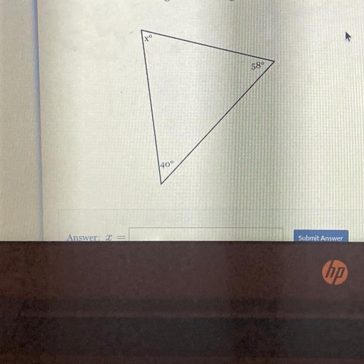 The measures of the angles of a triangle are shown in the figure below. Solve for-example-1