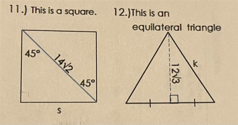 Special right triangles please help! Find the variable-example-1