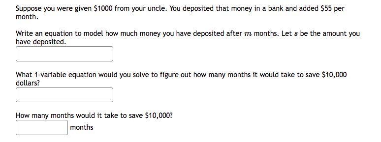 Suppose you were given $1000 from your uncle. You deposited that money in a bank and-example-1