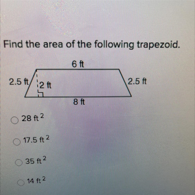 Find the area of the following trapezoid.-example-1