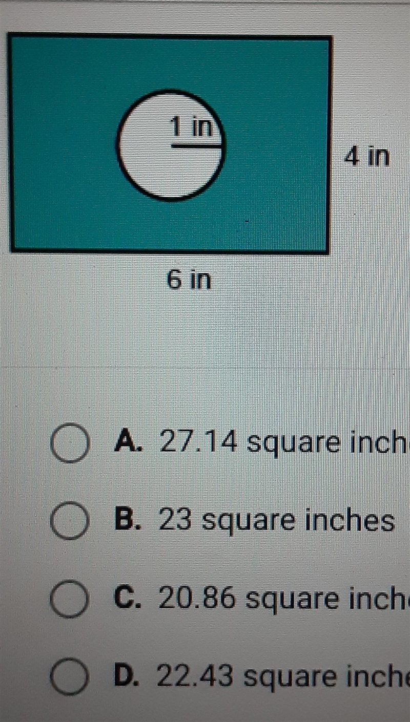 What is the approximate area of the shaded region? Use 3.14 for ti. 1 in 4 in 6 in-example-1