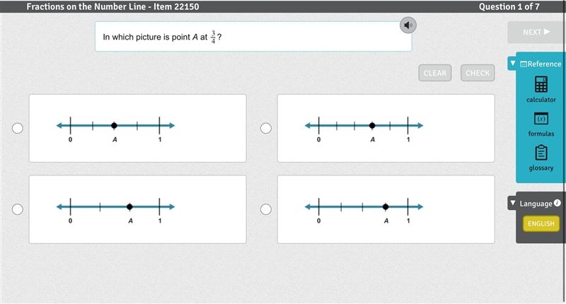 In which picture is point A at 3/4-example-1