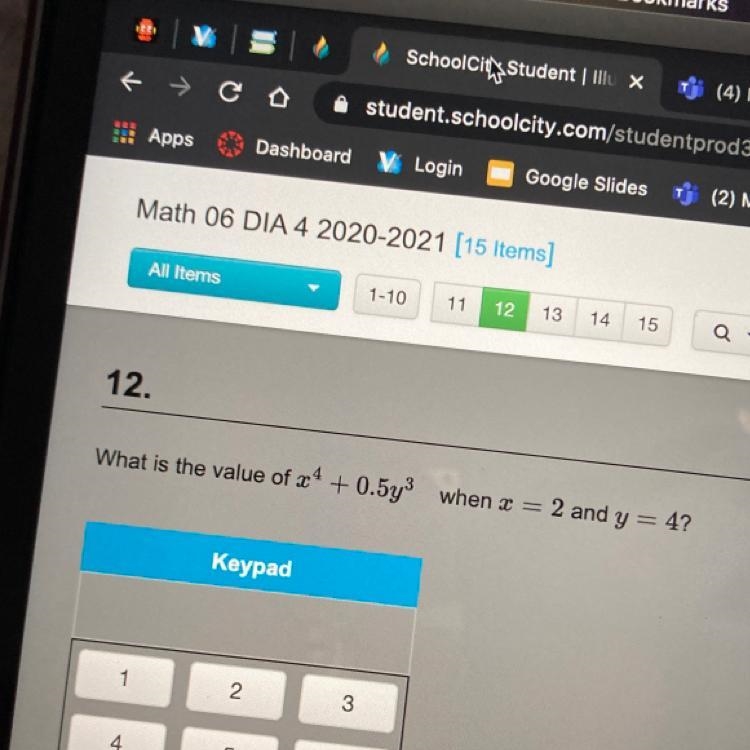 what is the value of x to the 4th power + 0.5y to the 3rd power when x= 2 and y = 4? please-example-1