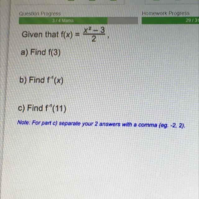 What is f^-1(11) when f(x) is x squared-3 / 2-example-1