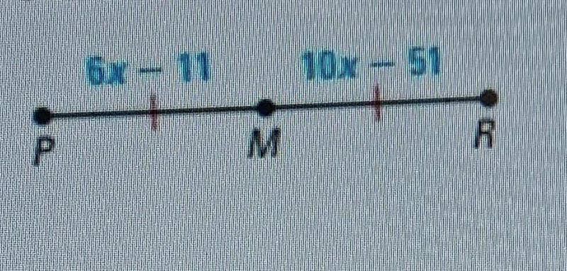 In the diagram, M is the midpoint of the segment. find PR-example-1