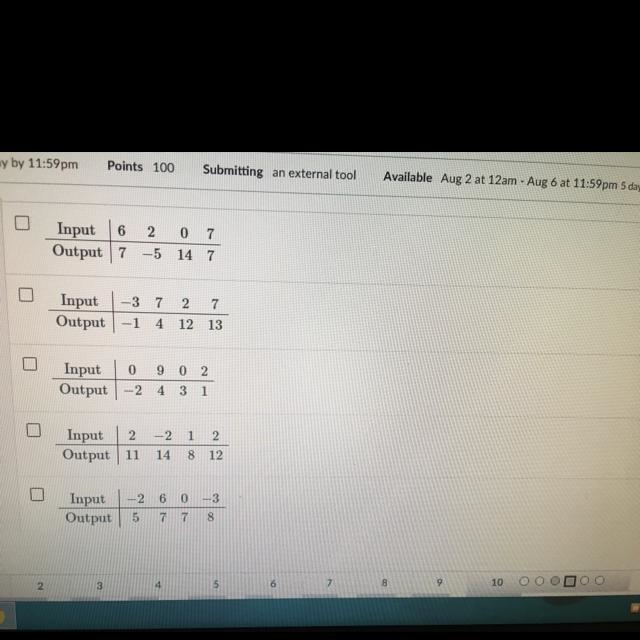 Which of relation represented by tables is a output function of input-example-1