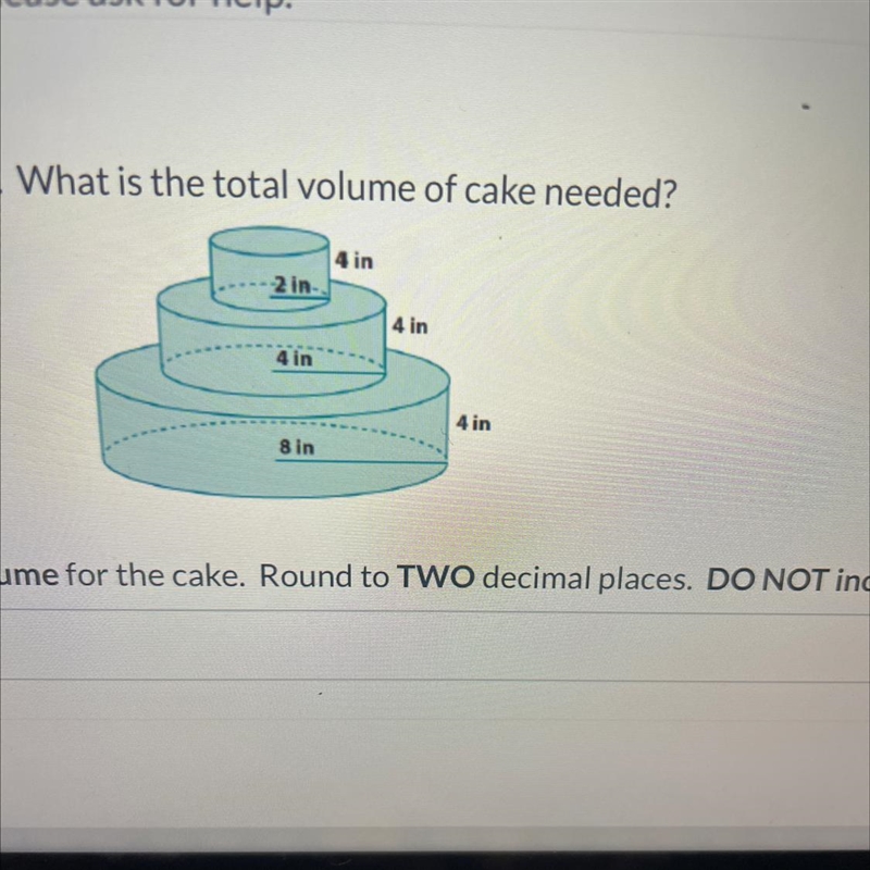 A three layer cake is being made for a wedding what is the total volume of the cake-example-1