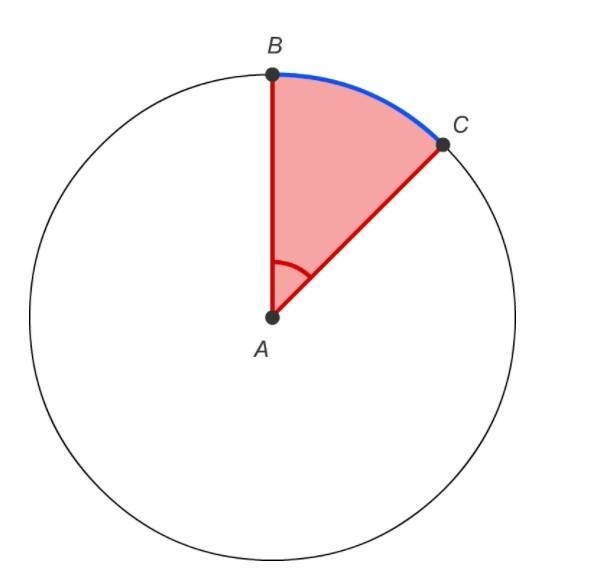 Circle A has a radius of 9.0 cm. The shortest distance between B and C on the circle-example-1