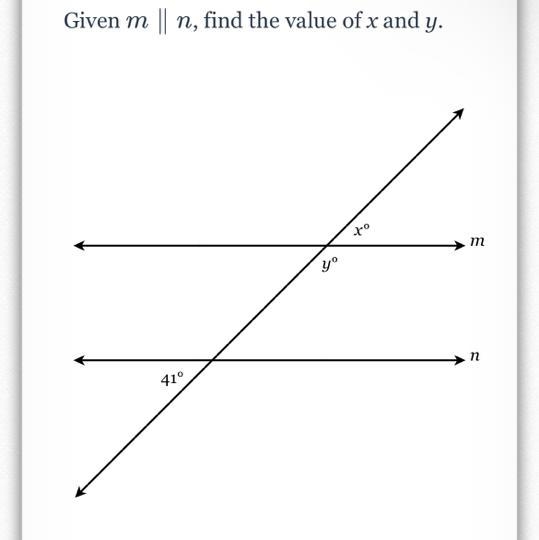 Given m || n, find the value of x and y.-example-1