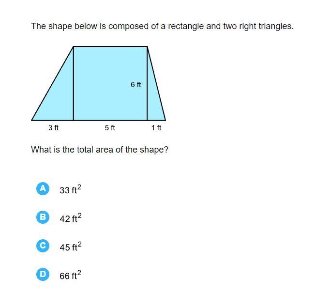 PLS HELP! The shape below is composed of a rectangle and two right triangles.-example-1