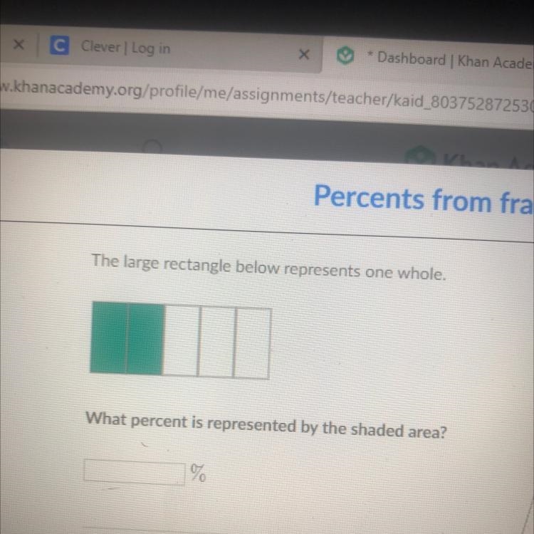 The large rectangle below represents one whole. What percent is represented by the-example-1