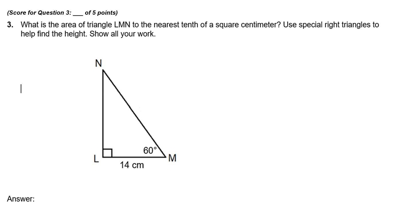 Please Help!!! 3. What is the area of triangle LMN to the nearest tenth of a square-example-1