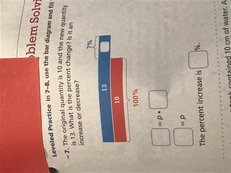 The original quantity is 10 and the new quantity is 13. What is the percent change-example-1