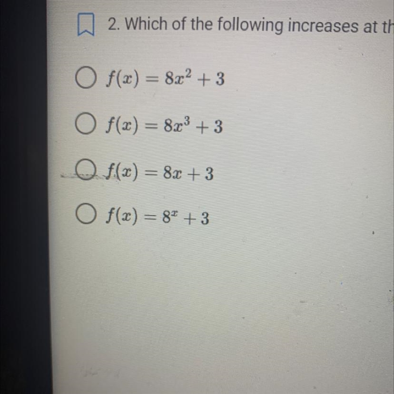 Please help! It’s 3am for me and I need to get this done. Which of the following increases-example-1