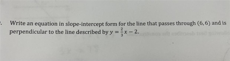 Write an equation in slope-intercept form for the line that passes through (6,6) and-example-1