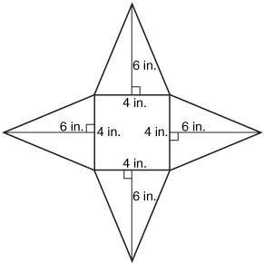 Find the surface area of the pyramid: A. 88 in. B. 118 in. C. 64 in. D. 56 in.-example-1