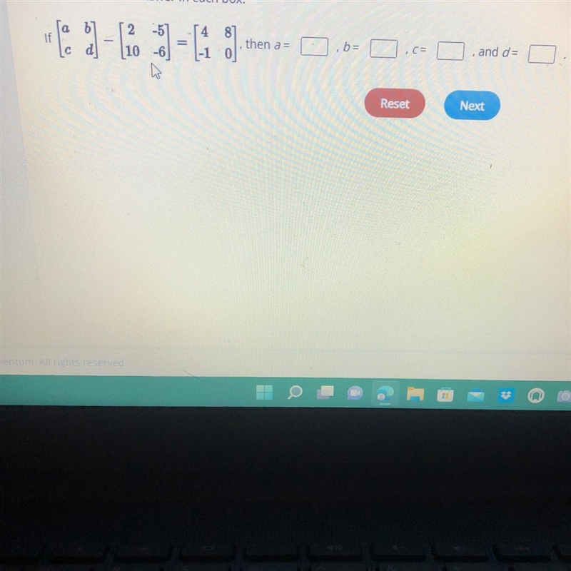 What are the values of the given variables in this matrix system?-example-1