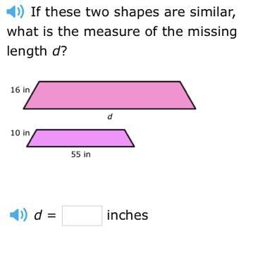 If these two shapes are similar, what is the measure of the missing length d?-example-1