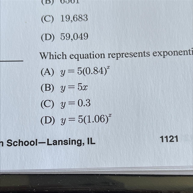 Which equation represents exponential growth?-example-1