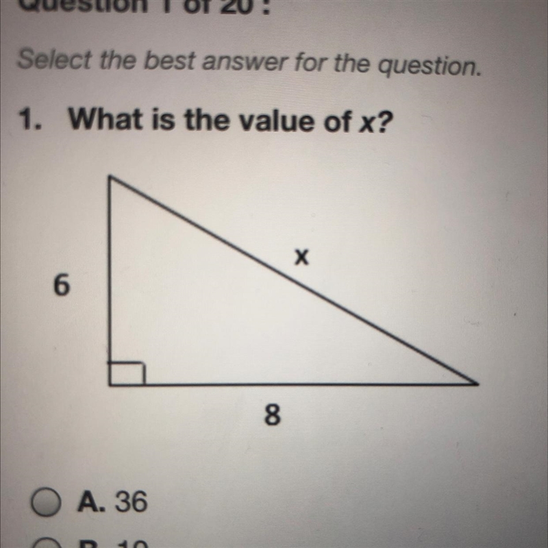 What is the value of x? Х 6 8-example-1