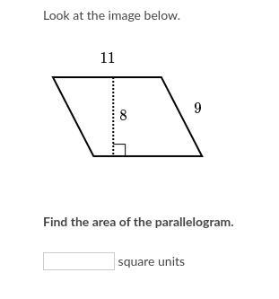 I would love some help Problem Look at the image below. Find the area of the parallelogram-example-1