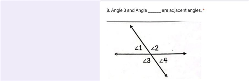 Angle 3 and Angle ______ are adjacent angles.-example-1