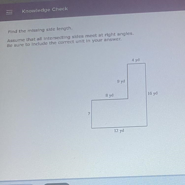 Find the missing side length. Find the missing side length. Assume that all intersecting-example-1