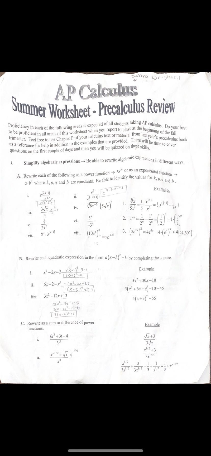 Hello can you help me with problem one under section C?-example-1