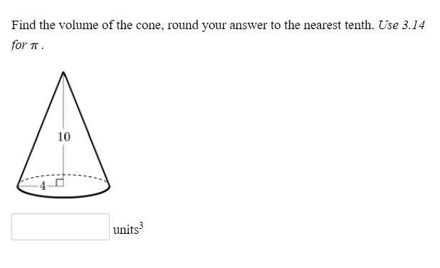 Find the volume of the cone, round your answer to the nearest tenth-example-1