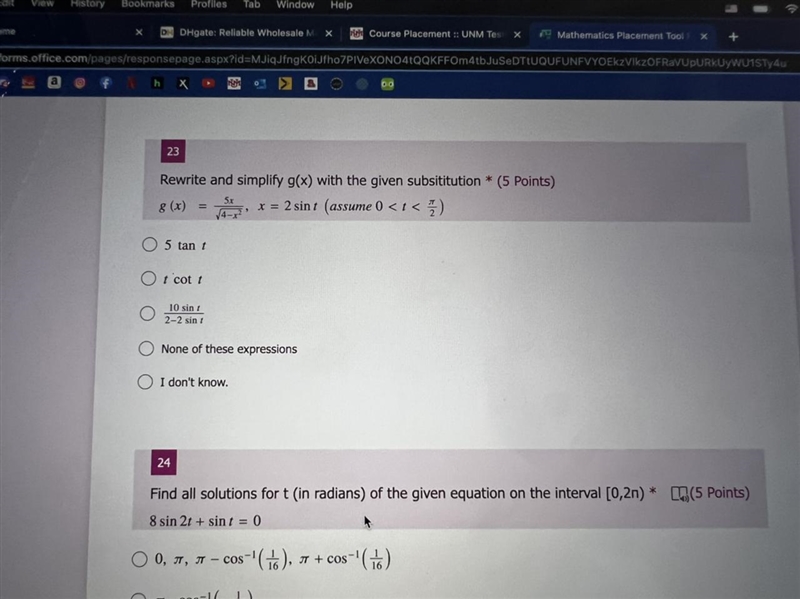 21 a f h XUY 23 O O 5 tan t Ot cot t Rewrite and simplify g(x) with the given subsititution-example-1