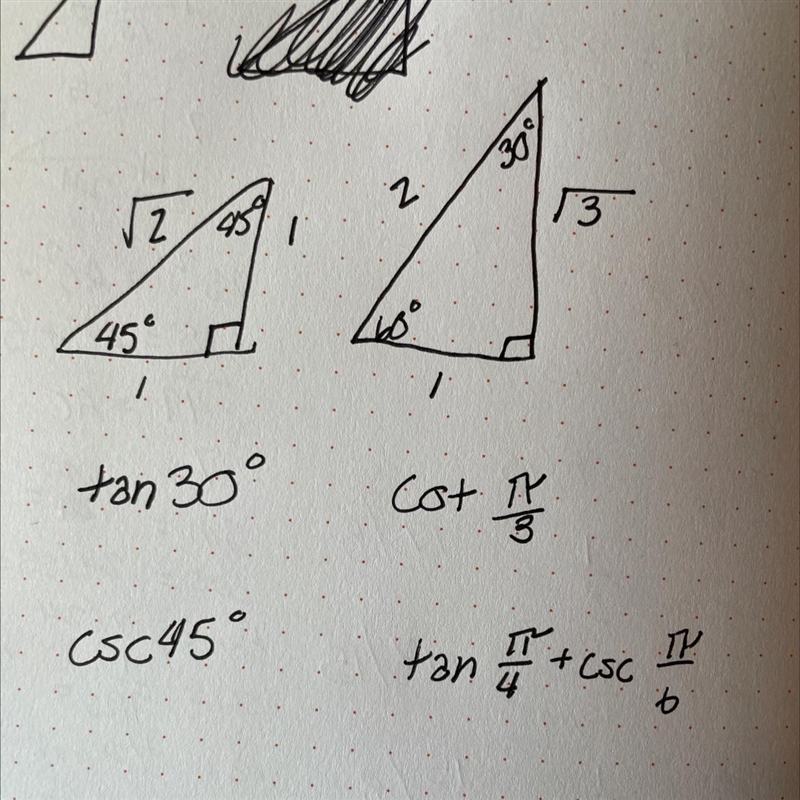 Use the given triangles to evaluate each expression. If necessary, express the value-example-1