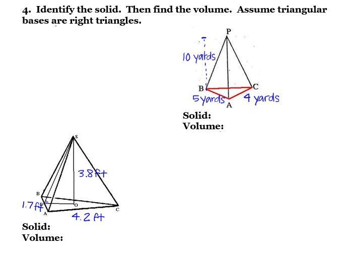 Identify the solid. Then find the volume. Assume triangular bases are right triangles-example-1