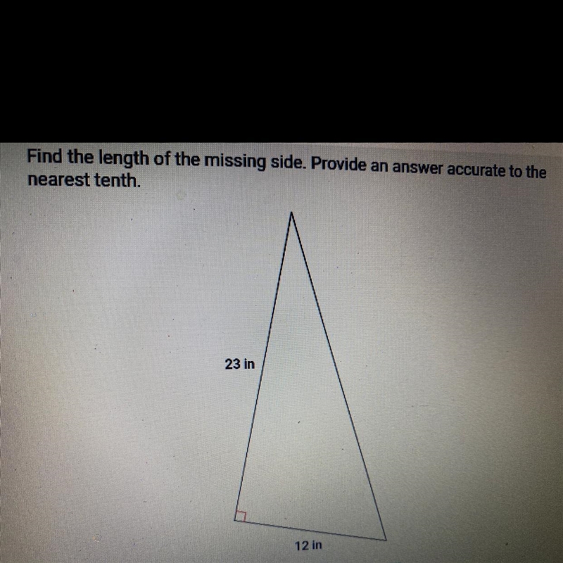 Find the length of the missing side. Provide an answer accurate to the nearest tenth-example-1