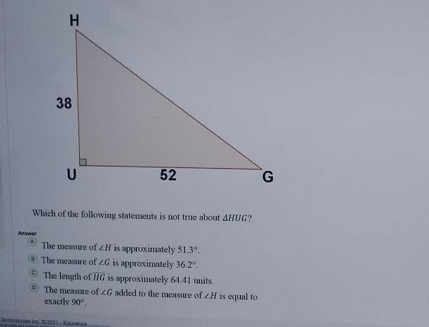 38 U 52 G Which of the following statements is not true about AHUG? Answer А x The-example-1