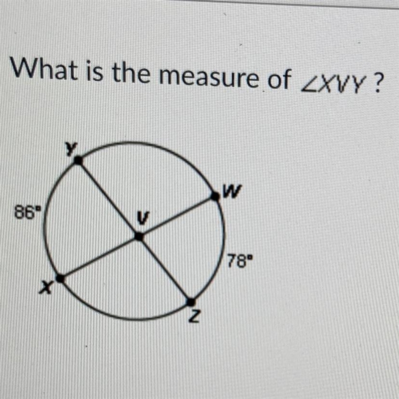 What is the measure of XVY?-example-1