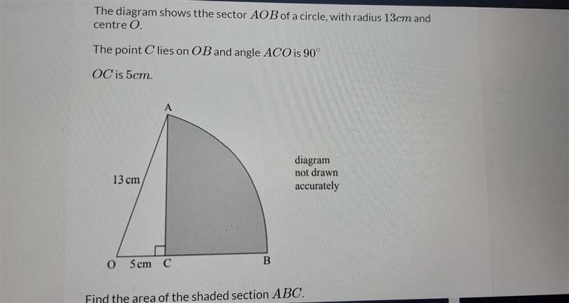 Find the area of the shaded section ABC​-example-1