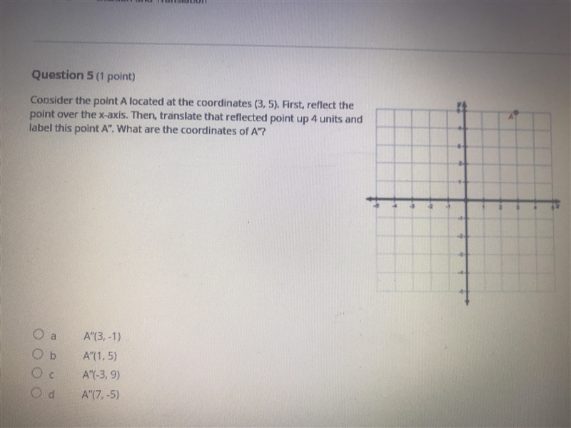 Consider the be point A located at the coordinates (3,5). First, reflect the point-example-1