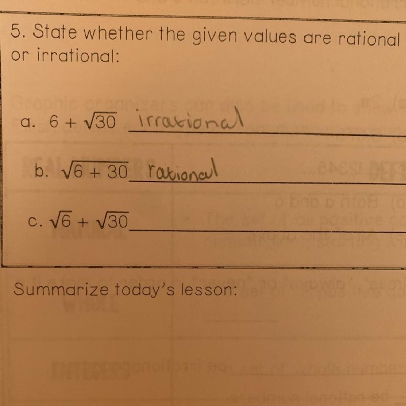 Is √6 + √30 rational or irrational-example-1