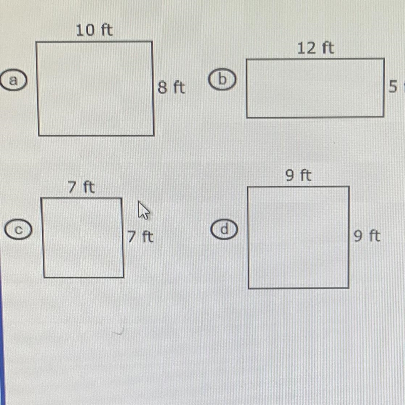 Which figure has a perimeter of 34 feet ? Option(s): A) B) C) D)-example-1