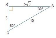 Given right triangle QRS, what is the value of sin(30o)? Options 1. 1/2 2. √3/3 3. 2/1 4. √3/2-example-1