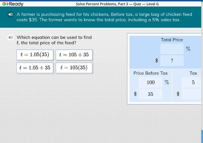 A farmer is purchacing feed for his chickens. Before tax, a large bag of chicken feed-example-1