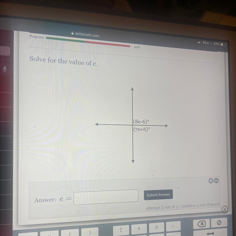 Solve for the value of e. (8e-6)° (7e+6)°-example-1