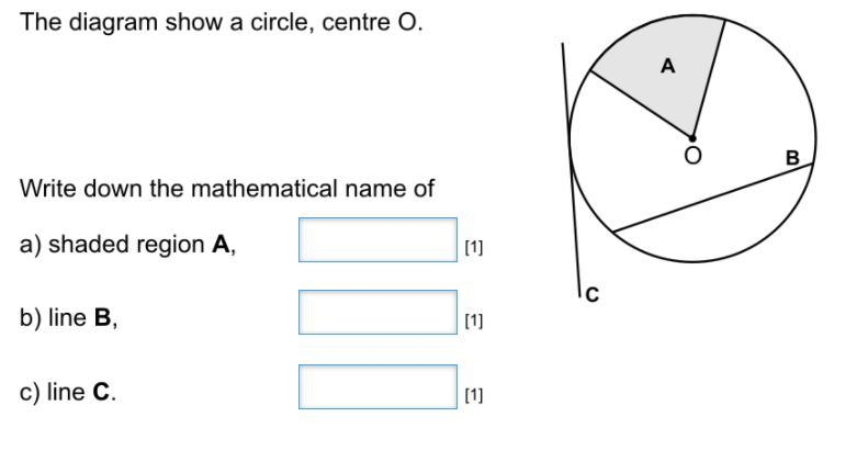 The diagram show a circle centre 0. write down the mathematical name of-example-1