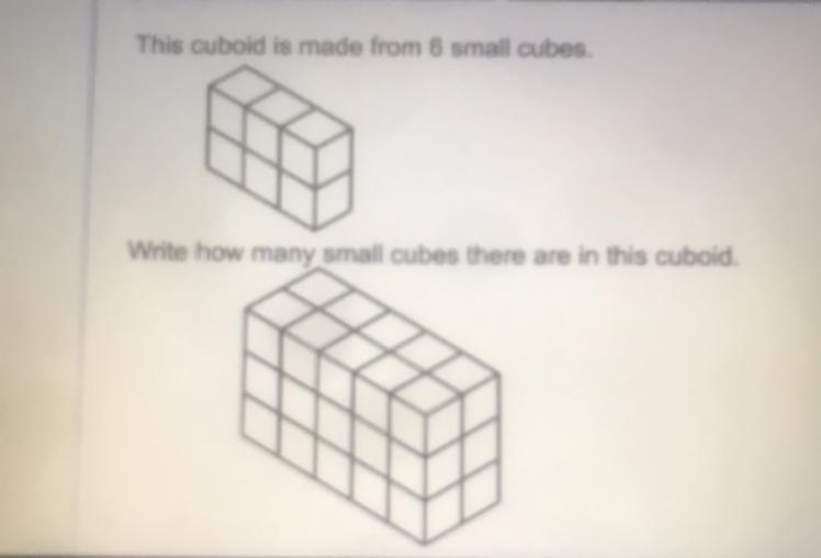 This cuboid is made from 6 small cubes. Write how many small cubes there are in this-example-1